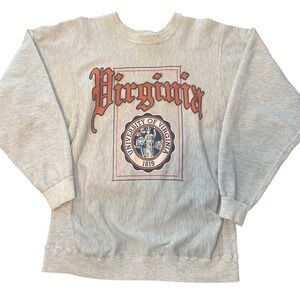 University of Virginia UVA Vintage Sweatshirt Crewneck Pullover Gray M‎
